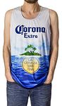 Corona Extra Tropical Island Men's Rash Guard Tank Top (XX-Large, Island)