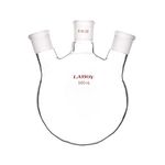 Laboy Glass 500mL 3 Neck Round Bottom Boiling Flask with 19/22 Center & Side Joints Angled Receiving Reflux Flask Multi Neck Apparatus Organic Chemistry Lab Glassware