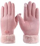 Alexvyan Women Wrist Winter Soft and warm Covered Finger Rabbit Fur Gloves/Mittens (Warm, Windproof, Wool) (With Mobile Screen Touch) (Women Fashion Fur Gloves Pink)