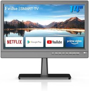 Feihe 14 inch Small Smart TV, HD Flat Screen Android TV Download APPs, Portable TV with Antenna ATSC Tuner for Kitchen, Bedroom, RV Camper