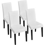 Yaheetech Set of 4 Dining Chairs Modern Kitchen Chairs High Back PU Leather Padded Seat w/Solid Wooden Legs Dining Room/Kitchen/Home, White