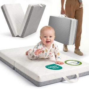 DeerFable Bi-Fold Pack and Play Mattress, 3 Inch Thick Soft & Firm Memory Foam Breathable Portable Pack n Play Mattresses, Baby Playpen Mattresses with Removable Washable Cover 38x26x3 Inch - Gray