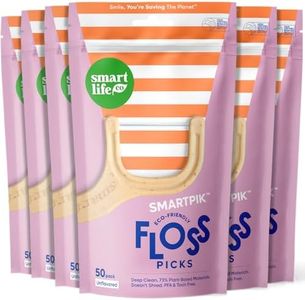 SmartLifeco Biodegradable* Dental Floss Picks - Eco-Friendly Tooth Flosser for Adults & Kids | Straw Wheat Unwaxed Floss | Toothpick Stick Soft On Gum & Teeth | Compostable*, Vegan, Unflavored 300ct