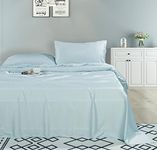 Fabstyles Bamboo Sheets Queen Size Made with 100% Bamboo, Silky Soft Breathable and Cooling with 16-Inch Deep Pocket Bamboo Bed Sheets, Oeko-Tex ® Certified 4 Piece Premium Cooling Sheets (1 Fitted, 1 Flat, 2 Pillowcases) - Powder Blue