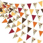 31Ft Fall Maple Leaves Bunting Banner Party Decorations Burgundy Orange Brown Fabric Triangle Flag Pennant Garland Streamer for Autumn Thanksgiving Day Harvest Birthday Wedding Outdoor Hanging Decor