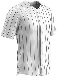 CHAMPRO Ace Polyester Button Front Baseball Jersey, Adult 2X-Large, White, Black Pin