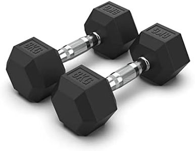 OZFIT 8kg CAP Barbell Coated Hex Dumbbells, Set of 2 Heavy Duty Dumbbell Weights with Ergonomic Grip, Sold in Pair - For Weight Lifting, Strength Training, Full Body Workout, Fitness, Tone Muscles, Home Gym, Excercise, Sports Equipment, Powerlifters, Athletic Training