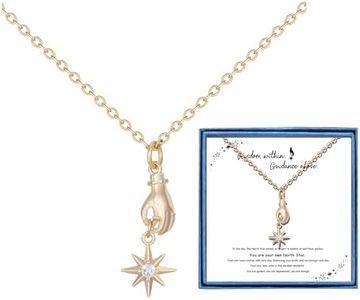 PARTNER 18K Gold North Star Necklaces for Women Charm North Star Pendant Gifts Dainty Gyan Mudra Necklace Encouragement Gift Inspirational Gift for Her