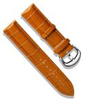 YODI Premium Leather Watch band Alligator Replacement Strap Stainless Steel Buckle Bracelet, Crocko lather smartwatch straps for Men Women 20mm || 22mm (TAN, 20MM)