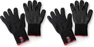 Weber Premium Grill Gloves - Size L/XL, 1 Pair, made of Kevlar blend fabric, Black with Silicone knobs, protection against very high temperatures - Black (6670) (Pack of 2)