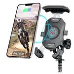 iMESTOU Motorcycle Fork Stem Phone Mount Wireless/USB C Charger with RAM 1" Ball Fits for Kawasaki, Ducati, Honda, BMW...with Fork Hole 0.47"-1" in Diameter Quick Charge for 4.0"-6.8" Smartphones