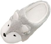 Lovely Fox Slipeprs, Women Girls Thermal Fleece House Indoor Slippers Fuzzy Clog Mule Skid-Proof Sole Footwear Home Shoes with Warm Lining, 6/7 UK, Grey
