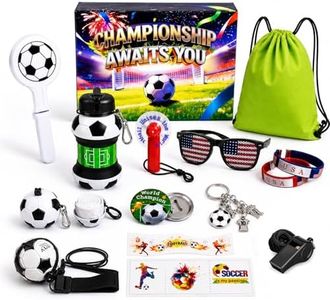 ZYLOXA Soccer Fan Gift Bundle:Soccer Training Belt, Collapsible Water Bottle, Handheld Fan, Drawstring Backpack & More. Championship Theme for Tailgate Parties and Soccer Lover Gift.