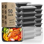 WGCC Meal Prep Containers, 50 Pack Extra-thick Food Storage Containers with Lids, Disposable Bento Box Reusable Plastic Bento Lunch Box, BPA Free, Stackable, Microwave/Dishwasher/Freezer Safe (24 oz)