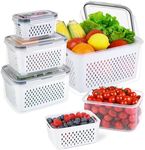 HOMIEST 5 Pack Fruit Storage Containers for Fridge with Removable Colanders - Food Storage Containers with Lids, BPA-Free Produce Containers Keep Fruits, Vegetables, Berry, Meat Fresh Longer