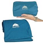 BlueHills Ultra Compact Travel Blanket in Portable Case Premium Soft Large Airplane Blanket Flight Essentials for Car Plane Train Hotel Layover Peacock Teal C004