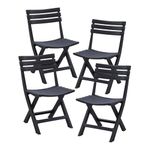 BOOSDEN Folding Plastic Chairs 4 Pack, Foldable Patio Stackable Chairs with Backrest for Outdoor Indoor Camping Picnic Dining Party Wedding Event Black