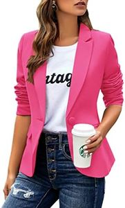 Womens Casual Blazers Long Sleeve Lapel Button Slim Work Office Blazer Jacket(Rose Pink,Large)