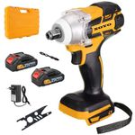 XOYO Cordless Impact Wrench 380nm X-Series | Dual Rechargable batteries | 2in1 Interface both Nut & Screw driving Head | With Free Screw bit & Multi functional wrench tool