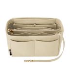 OPPOSHE Purse Organizer Insert for Handbags, Softened Felt Bag Insert Organizer for Tote, Handbag Organizer Compatible with LV, Coach, MK, Kate Spade, Goyard, Longchamp (Beige, Medium)