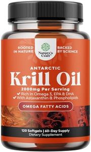 Antarctic Krill Oil 2000mg Softgels Per Serving - Omega 3 Krill Oil Supplement with EPA DHA & Astaxanthin for Brain Joint & Heart - 3rd Party Lab Tested No Gluten GMOs or Fishy Aftertaste - 2 Months