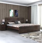 GHROYAL Sheesham Wood King Size Bed Without Storage for Bedroom Home Wooden Double Bed Cot Palang Furniture for Living Room and Hotels - (Walnut Finish) | 1 Year Warranty