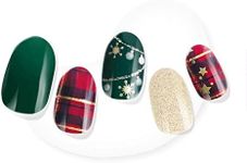 Dashing Diva Glaze Holiday Nail Strips - Victorian Plaid | Works with Any LED Nail Lamp | Long Lasting, Chip Resistant, Semicured Gel Nail Strips | Contains 34 Salon Quality Nail Wraps, 1 Prep Pad, 1 File