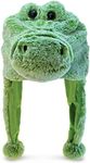 DolliBu Green Alligator Plush Hat - Warm & Cozy Party Costume Head Accessories, Fleece Winter Stuffed Animal Hat - One Size