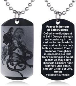 FAYERXL Scripture Baptism Holy Bible Verse Dog Tag Necklace,Engraved Catholic Christian Communion Confirmation Rite Religious Gift (Prayer in honour of Saint George)