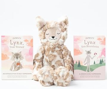 Slumberkins 14" Lynx Kin & 2 Board Books Complete Set Bundle | Promotes Self-Expression, Mindfulness & Boundaries | Social Emotional Development | Gift Set (Lynx Kin Plush + 2 Board Books)