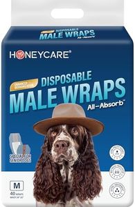 Honeycare Disposable Male Wraps for Senior Dogs, Medium Size, 40 Count, Super Absorbent, Breathable, Wetness Indicator, Super Deodorization, Cute Suit Suspenders Design