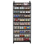 iropro 10 Tiers over Door Hanging Shoe Rack, 20 Pairs Door Hung Shoe Storage Organiser for Door and Closet, Space Saving Shoes Storage Stand Holder Shelf Metal Frame and Mesh Grid