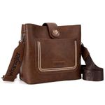 Wrangler Beaded Crossbody Hobo Bag for Women Designer Cute Shoulder Bag with Adjustable Branded Straps - Chestnut Brown LW-WG114-110 BR