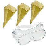 SPARES2GO Diamond Shape Log Splitter Wood Wedge (Pack of 3) + Safety Goggles