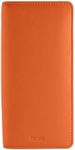 DiLoro Leather Zippered Triple or Quad Pen Case Pencil Pouch Holder for Three or Four Fountain Ballpoint Rollerball Pens or Glasses (Nappa Orange)