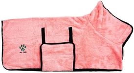 Dry Paws - Ultra-Absorbent Pink Dog Bathrobe - Fast Drying - Odour Control - Dog Towels for Drying Dogs - Cozy After-Bath Comfort/Medium (M)