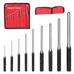 Roll Pin Punch Set, 9PCS Mechanics Punch Durable Steel Mechanics Professional Tool Kit, Split Pin Punches with Comfort Grip, Punch Set for Machinery, Vehicles, Woodwork and Crafts