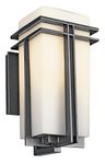 Kichler Lighting 49201BK Tremillo 14-1/2-Inch Light Outdoor Wall Lantern, Black with Satin-Etched Cased Opal Glass by Kichler Lighting