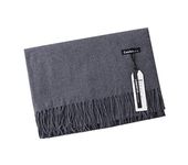 Cashmere Scarf Pashminas Wraps Shawl Soft Solid Warm Wool Unisex Women Men Ladies Lovers Scarves for Winter Autumn Spring (Gray)(Size: M)