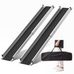 KOLOTOOL Adjustable Wheelchair Ramp 7FT Telescoping Portable Wheelchair Ramps for Steps Ramps for Wheelchair for Home with Storage Bag Aluminum Non-Skid Ramps 84" L x 7.4" W 600lbs Capacity (2 Pack)