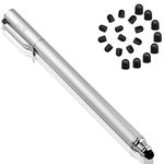 Bargains Depot 2-in-1 Stylus Touch Screen Pen for iPhone, Ipad, iPod, Tablet, Galaxy and More with 20Pcs Rubber Tips-Silver