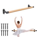 BeneLabel 90cm Ballet Barre, Adjustable Wooden Dance Stretching Bar Wall Mounted Home Barre Workout Equipment with Metal Support Bracket Holder for Girls Kids and Adults, 4cm Diameter