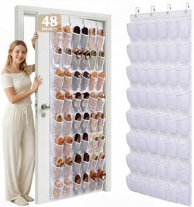Ordovibe 48 Pockets Over The Door Shoe Organizer, Large Mesh Hanging Shoe Rack, 6-Column Heavy Duty Shoe Storage for Sneakers and Heels, Behind Door Holder for Entryway Bedroom Dorm College, White