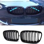 YIUBCZOQI F20 F21 Grilles Compatible for BMW 1 Series F20 F21 Kidney Grille Double Slats Gloss Black 116i 118i 120i 125i 135i 2011 2012 2013 2014