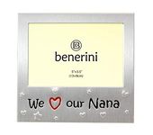 We Love Our Nana ' - Expressions Photo Picture Frame Gift - 5 x 3.5 " - Brushed Aluminium Satin Silver Color