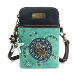 CHALA Dazzled Crossbody Cell Phone Purse - Women Faux Leather Multicolor Handbag with Adjustable Strap - Turtle Turquoise