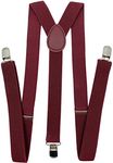 LOLELAI Suspenders for Women and Men | Elastic, Adjustable, Y-Back | Pant Clips, Tuxedo Braces, Burgundy, Adult