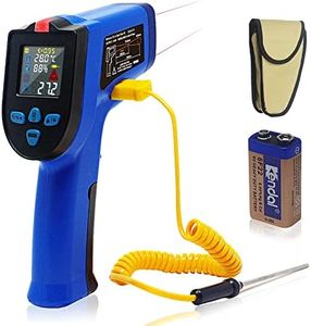 KETOTEK Infrared Thermometer with K thermocouple Probe, Temperature Gun Non-Contact, IR Thermometer Dual Laser -50℃~550℃(-58℉~1022℉), Humidity NCV Detector, for Cooking Pizza Oven BBQ Car