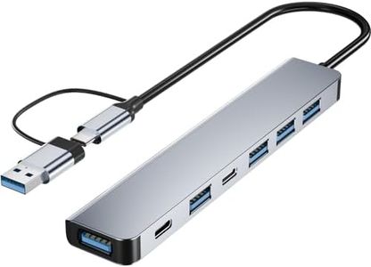 PANPEO Aluminum 7 in 1 USB C & USB Hub with USB 3.0, USB 2.0 Ports for PC/Laptops/MacBook Pro/Air/iMac/iPad and More Devices