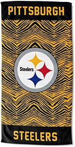 Northwest Zubaz NFL Classic Zebra Print Beach Towel, 30x60, Pittsburgh Steelers